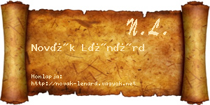 Novák Lénárd névjegykártya